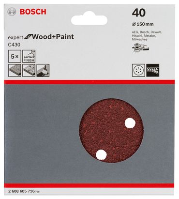 Bosch Schleifblatt C430, 5er-Pack 150 mm, 40