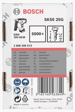 Bosch Senkkopf-Stift SK50 25G 1,2 mm, 25 mm, verzinkt 5000 Stk