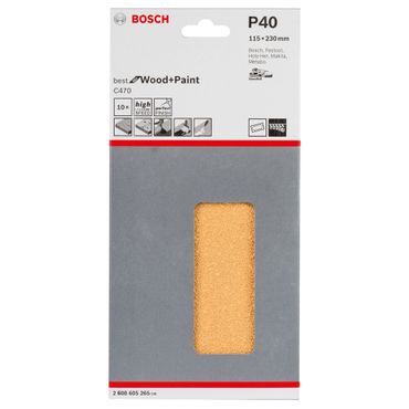 Schleifblatt C470, 115 x 230 mm, 40, 14 Löcher, Klett, 10er-Pack