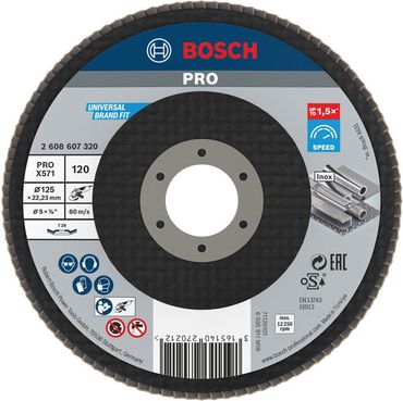 Bosch Fächerschleifscheibe X571, Best for Metal D = 125 mm; K = 120, gewinkelt