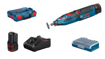 Bosch Akku-Rotationswerkzeug GRO 12V-35 mit 2x 2,0 Ah Akkus + Lader in L-BOXX