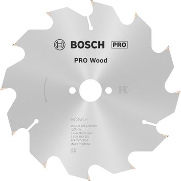 Bosch PRO Wood Kreissägeblatt, 160 x 1,8 x 20 mm, T12