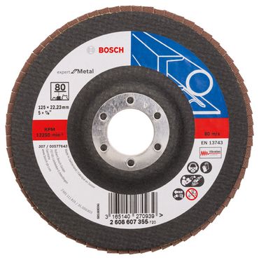 Bosch Fächerschleifscheibe X551 Expert for Metal, gerade, 125 mm, 80, Glasgewebe