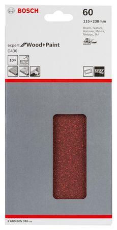 Bosch Schleifblatt C430, 10er-Pack 115 x 230 mm, 60