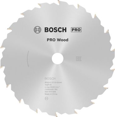 Bosch PRO Wood Kreissägeblatt, 160 x 2,2 x 16 mm, T18