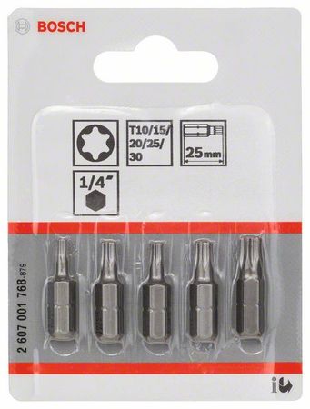 Bosch 5tlg. Schrauberbit-Set Extra-Hart (Torx®) T 10; T 15; T 20; T 25; T 30; 25 mm