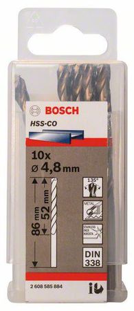 Bosch Metallbohrer HSS-Co, DIN 338 4,8 x 52 x 86 mm