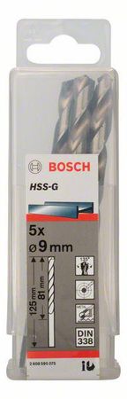 Bosch Metallbohrer HSS-G, DIN 338 9 x 81 x 125 mm