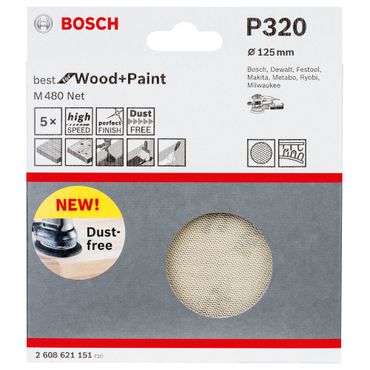 Schleifblatt M480 Net, Best for Wood and Paint, 125 mm, 320, 5er-Pack