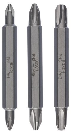Bosch 3tlg. Doppelklingen-Set PH1, PH2, PH3, PH1, PH2, PH3; 60 mm