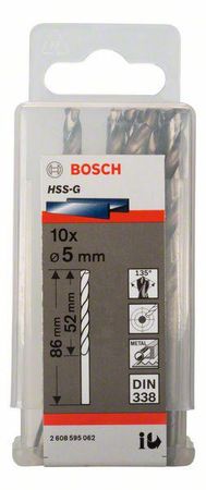 Bosch Metallbohrer HSS-G, DIN 338 5 x 52 x 86 mm