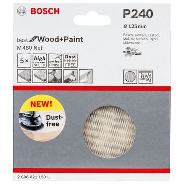 Schleifblatt M480 Net, Best for Wood and Paint, 125 mm, 240, 5er-Pack
