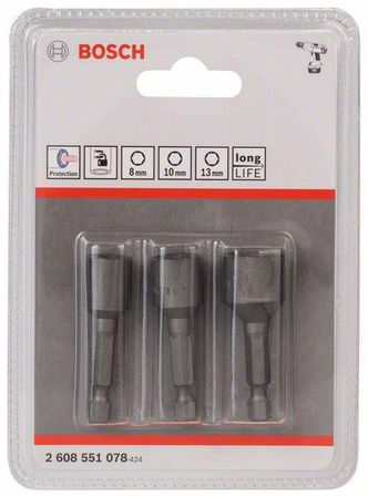 Bosch 3tlg. Steckschlüssel-Pack 50 mm; 8, 10, 13 mm