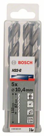 Bosch Metallbohrer HSS-G, DIN 338 10,4 x 87 x 133 mm