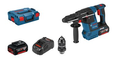 Bosch Akku-Bohrhammer GBH 18V-26 F mit 2x 5,0 Ah Akkus mit Ladegerät, inklusive L-BOXX 