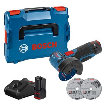 Bosch Akku-Winkelschleifer GWS 12V-76 mit 2x 3,0Ah Akkus + Lader in L-BOXX Gr. 1