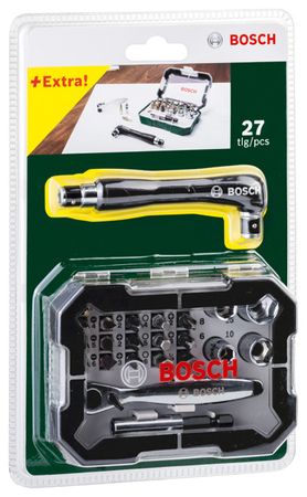 Bosch Promoline 26+1 teilig Schraubendreher-Bit-Set mit Ratsche