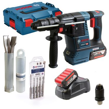 Bosch Akku-Bohrhammer GBH 18V-26 F + Hammerbohrer 5-tlg + Meisselset 3-tlg
