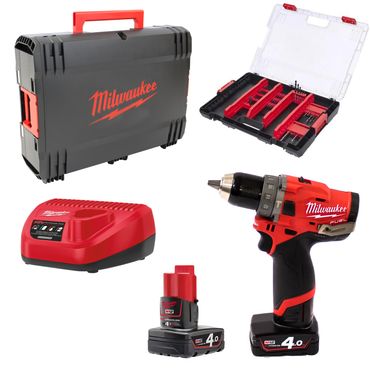 Milwaukee Schlagbohrschrauber M12 FPD-402X 2x 4,0Ah | Lader | Zubehörset |HD-Box