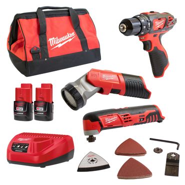 Milwaukee Toolset C12 MT-0 + M12 BPD-0 + M12 TLED-0 2x 2,0 Ah Akkus+Lader+Tasche Milwaukee Toolset C12 MT-0 + M12 BPD-0 + M12 TLED-0 2x 2,0 Ah Akkus+Lader+Tasche