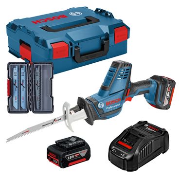 Bosch Akku-Säbelsäge GSA 18 V-LI C + 2x 5,0 Ah + Lader + L-BOXX + Zubehörset