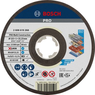 Bosch PRO Multi Material X-Lock Trennscheibe, 115 x 1 x 22,23 mm