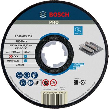 Bosch PRO Metal X-Lock Trennscheibe, 125 x 2.5 x 22.23 mm, gerade, oSa