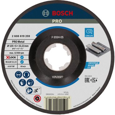 Bosch PRO Metal X-Lock Schleifscheibe, 125 x 6 x 22.23 mm, oSa