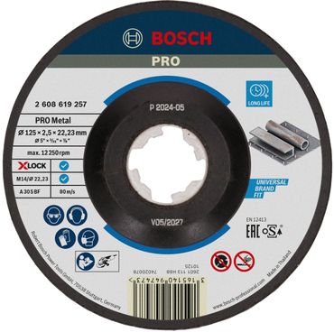 Bosch PRO Metal X-Lock Trennscheibe, 125 x 2.5 x 22.23 mm, gekröpft, oSa