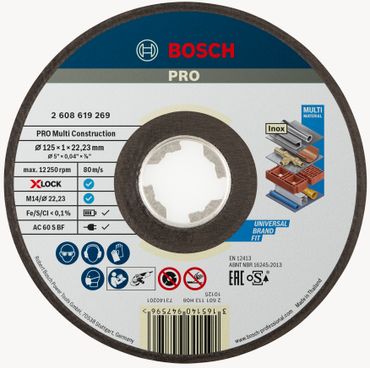 Bosch PRO Multi Material X-Lock Trennscheibe, 125 x 1 x 22,23 mm