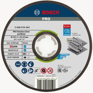 Bosch PRO Stainless Steel and Metal X-Lock Trennscheibe, 125 x 1 x 22.23 mm, gerade, oSa
