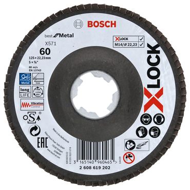 Bosch Fächerschleifscheibe X-LOCK X571 Best for Metal gewinkelt 125 mm K60