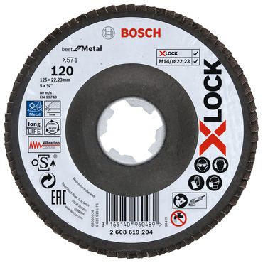 Bosch Fächerschleifscheibe X-LOCK X571 Best for Metal gewinkelt 125 mm K120