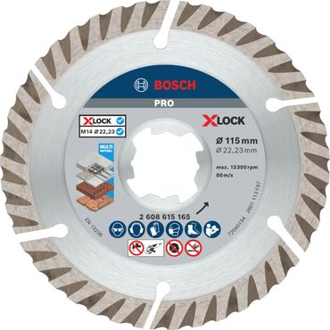 Bosch PRO Multi Material X-Lock Diamanttrennscheibe, 115 x 22,23 mm, 22,23 mm