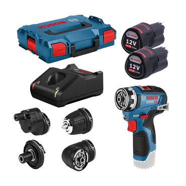 Bosch Akku-Bohrschrauber GSR 12V-35 FC 2x 3,0 Ah + Lader + 4 Aufsätze in L-BOXX