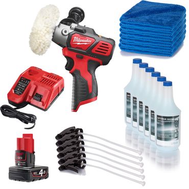 Milwaukee Mini-Polierer M12BPS-0 1x4,0 + Lader + 6x Unikum OPTIMUS SHINE SG V100