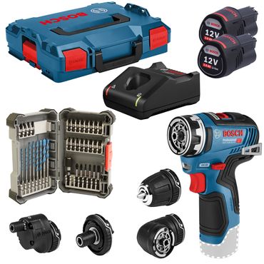 [Paket] Bosch Akku-Bohrschrauber GSR 12V-35 FC Akkus|Lader|4 Aufsätze|L-BOXX|Bits+Bohrer