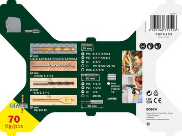 Bosch X-Line Titanium-Bohrer und Schrauber-Set 70-teilig 2607019329