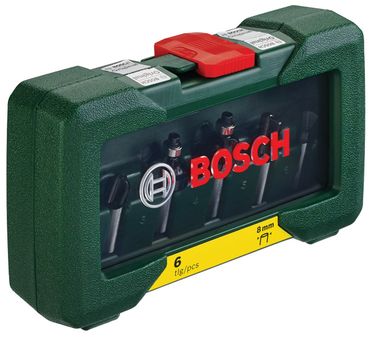 Bosch Hartmetall-Fräser-Set für Oberfräsen 6-teilig mit 8 mm Schaft 2607019463