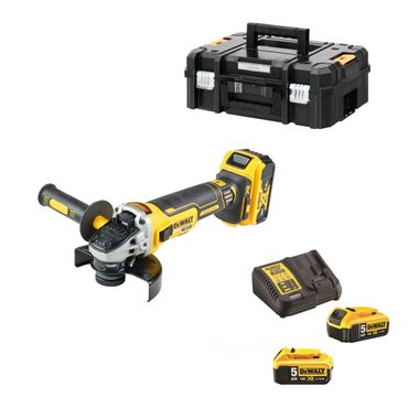 DeWALT Akku-Winkelschleifer DCG405 125 mm 18V mit 3x 5,0 Ah Akkus in TSTAK-Box