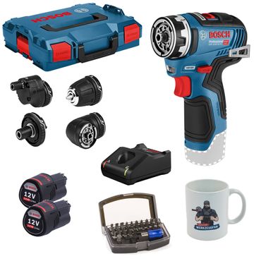 Bosch GSR 12V-35 FC Set mit 4 Aufsätzen in L-BOXX + GT Kaffeetasse + Bitset 32