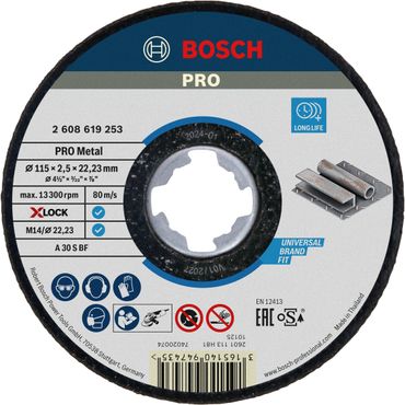 Bosch PRO Metal X-Lock Trennscheibe, 115 x 2.5 x 22.23 mm, gerade, oSa