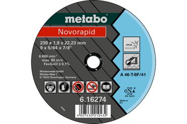 Metabo Trennscheibe Novorapid 230 x 1,9 x 22,23 mm Inox TF 41 (616274000)