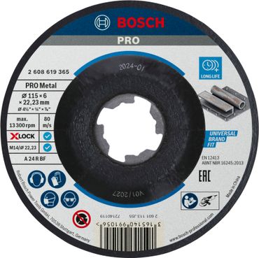 Bosch PRO Metal X-Lock Schleifscheibe, 115 x 6 x 22.23 mm