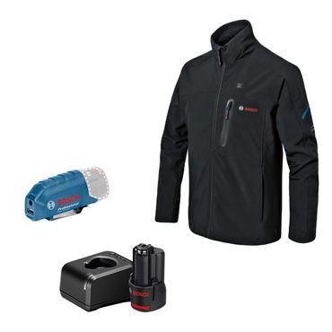 Bosch Beheizbare Jacke GHJ 12+18V XA, Größe 2XL mit Akkuadapter, Akku + Lader