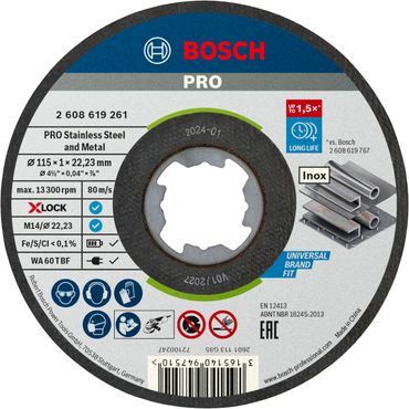 Bosch PRO Stainless Steel and Metal X-Lock Trennscheibe, 115 x 1 x 22.23 mm, gerade