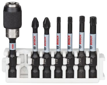 Bosch 7-teiliges Impact Control Schrauberbitpack, 1 x PH2; 1 x PZ2; 1 x T15; 1 x T20; 1 x T25; 1 x T30