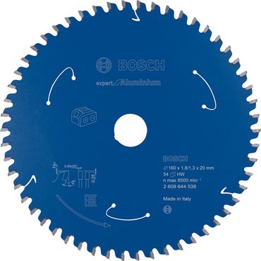 Bosch Kreissägeblatt für Akkusägen Expert for Aluminium, 160 x 1,8/1,3 x 20, 54 Zähne