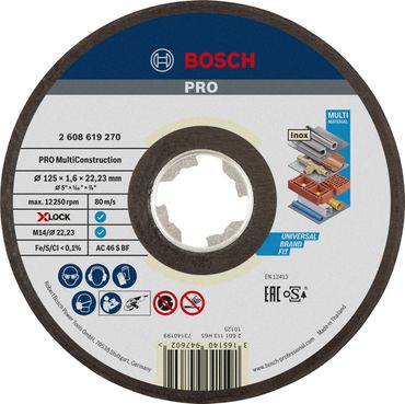 Bosch PRO Multi Material X-Lock Trennscheibe, 125 x 1.6 x 22,23 mm