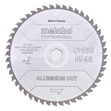 Metabo Sägeblatt "aluminium cut - professional", 165x20 Z48 FZ/TZ 5°neg